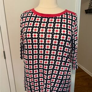 Talbots. Size 2X. Rayon/tencel blend. Red/white